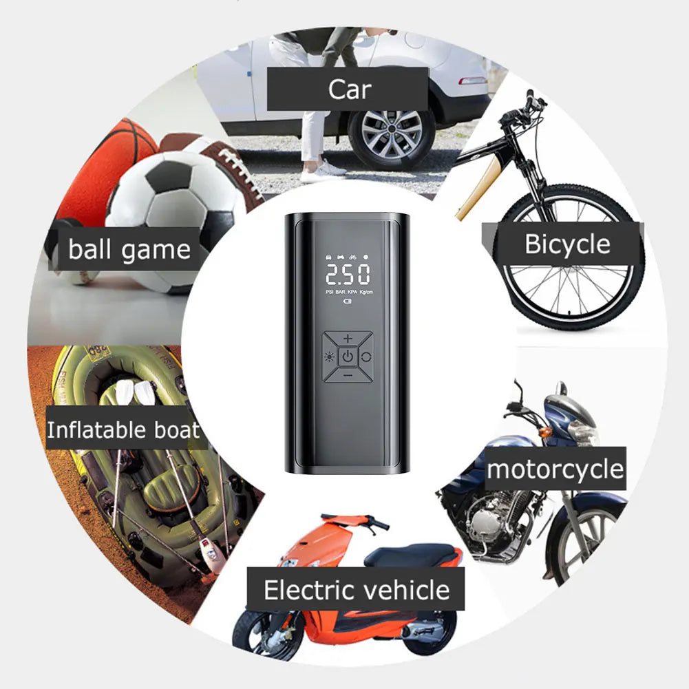 6000mAh Cordless Digital Air Compressor - 12V 150PSI, High Accuracy, LED Display, Multi-Purpose