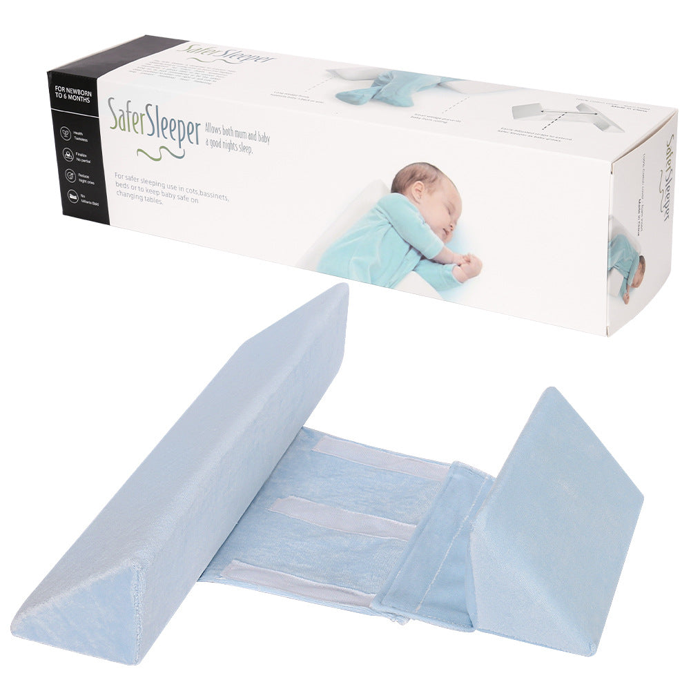 Triangular Baby Side Sleeping Pillow - Anti-Head Deviation, Removable & Washable, Velvet + Sponge