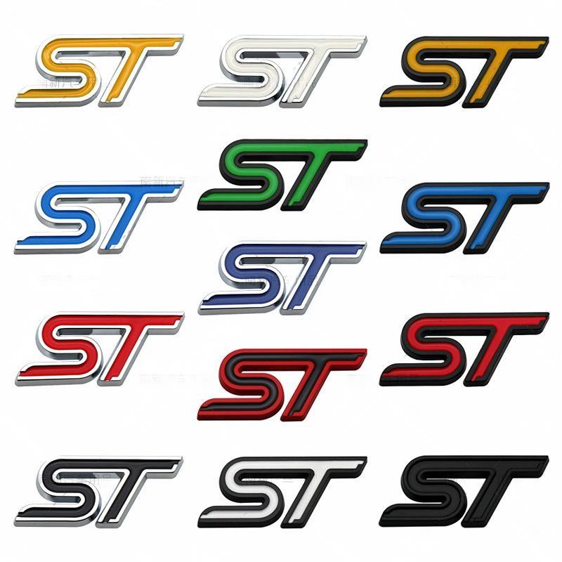 3D Metal ST Car Badge Decals - Ford Focus - Mondeo - Kuga, Double-Sided Tape