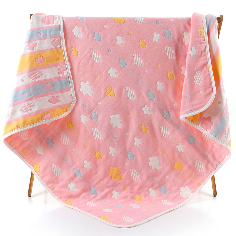 100% Cotton Muslin Baby Blanket - 110x110cm, 6-Layer Summer and Swaddle Quilt