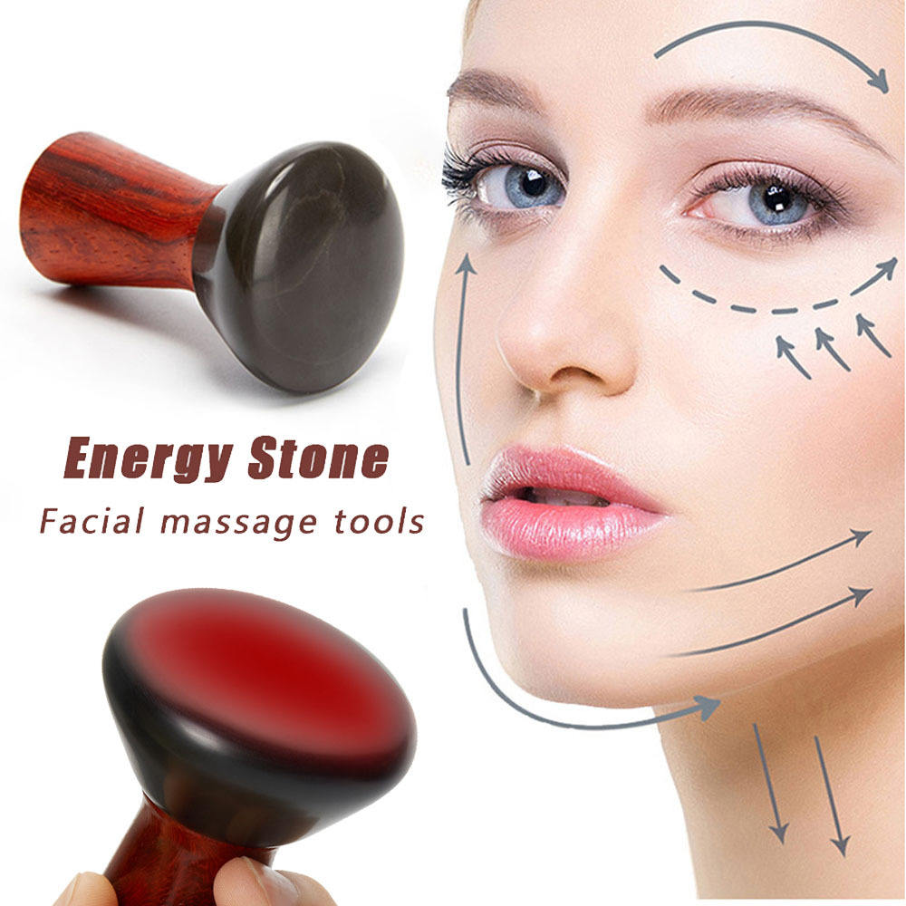 Hot Compress Bian Stone Facial Gua Sha - V-Face Massager, Wrinkle Remover, Round Stone