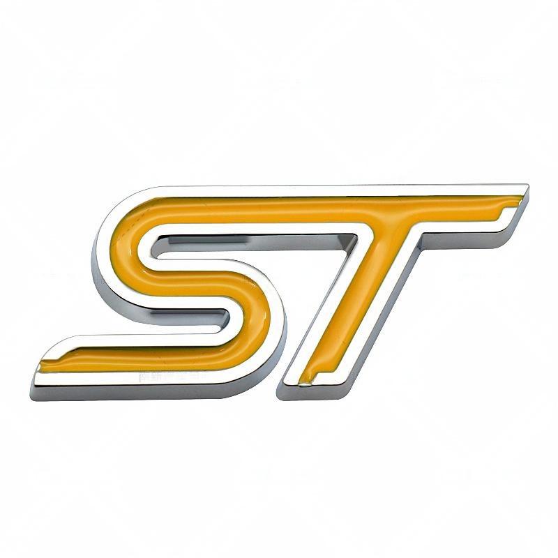 3D Metal ST Car Badge Decals - Ford Focus - Mondeo - Kuga, Double-Sided Tape