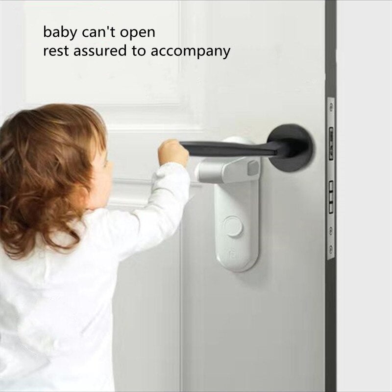Child Safety Door Handle Lock - No-Drill Installation, For Baby & Pet Room Protection, 2 Colors