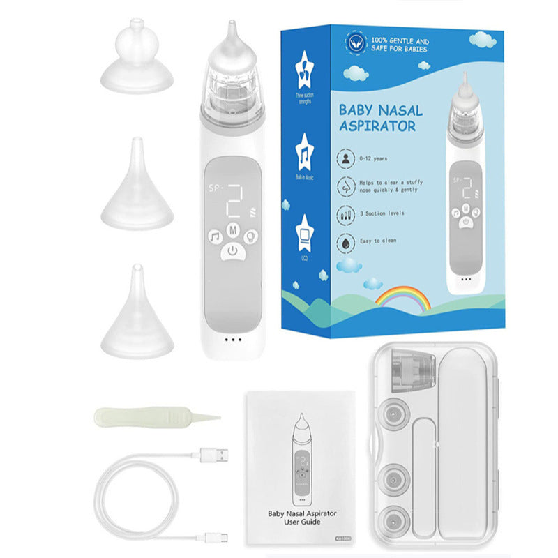 Electric Nasal Aspirator for Babies & Children - Rechargeable, 3 Tips, Storage Box, Low-Noise, 700mAh