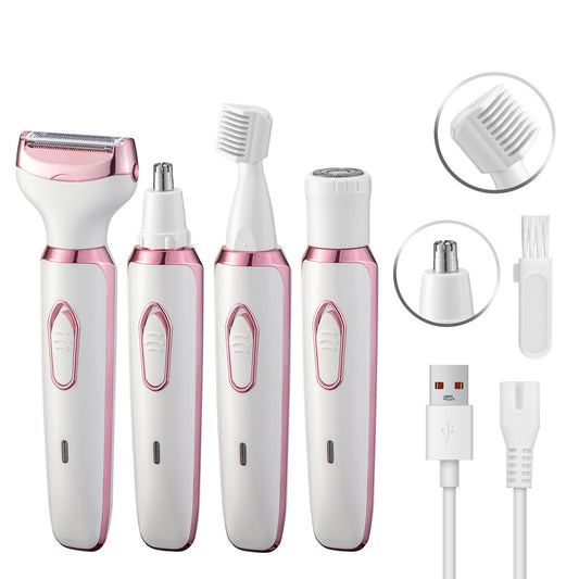 Electric Women’s Intimate Hair Trimmer - Multi-Functional Shaver, Underarm & Bikini, ABS, Ivory/Pink Gold