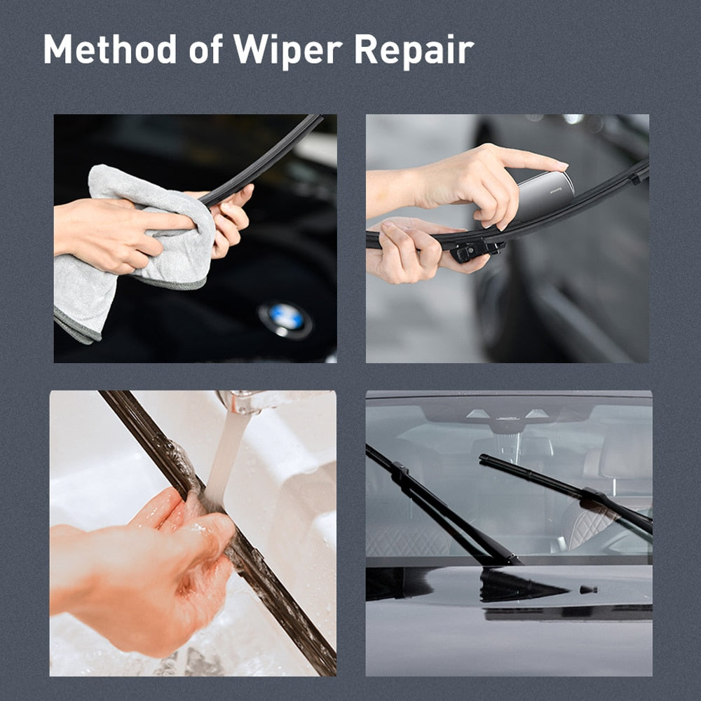 Baseus Universal Windshield Wiper Blade Refurbish Restorer - Scratch Repair, Compact, Tarnish Silver, Easy Force Application