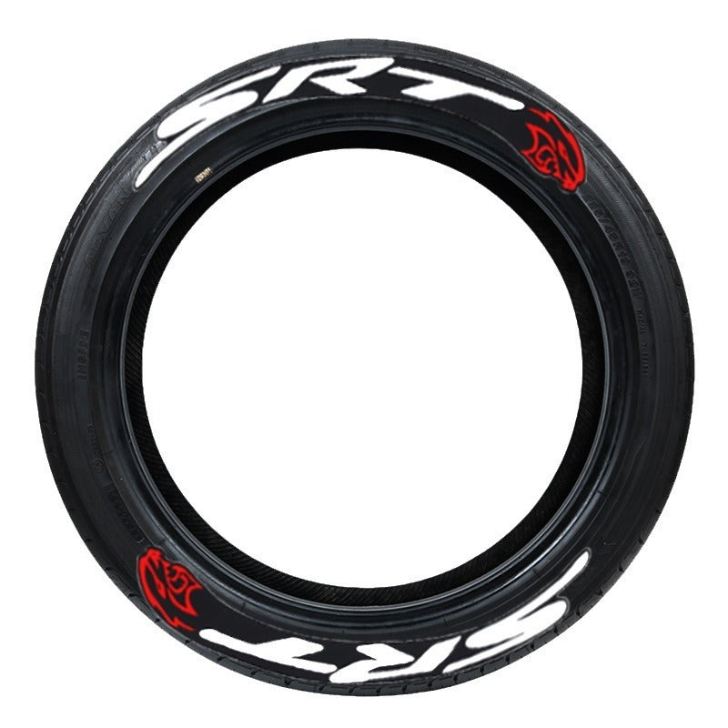 3D Letter Tire Stickers - PVC, SRT, Adhesive, Set for 4 Wheels