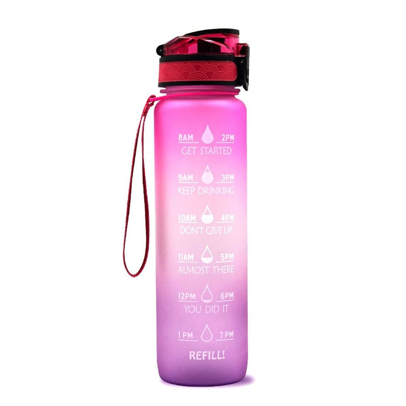 Tritan Sport Water Bottle - 1L Leak-Proof, BPA-Free Fitness Bottle, Motivational Time Marker