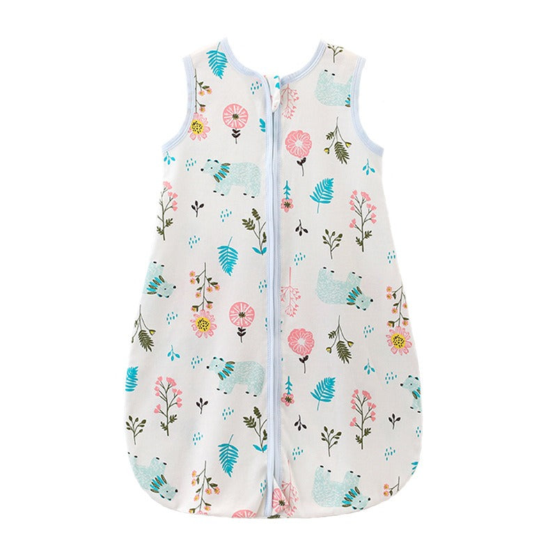 Four-Season Baby Sleeping Bag - Cotton Zipper Vest, Anti-Kick Design, 70-90cm, Multiple Prints