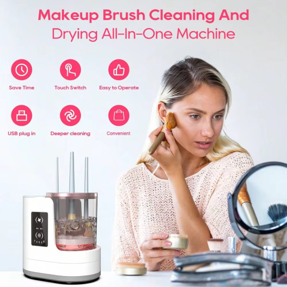 Electric Makeup Brush Cleaner - 3-in-1 Rechargeable Cleaning & Drying Machine, Automatic Stand, OctHope