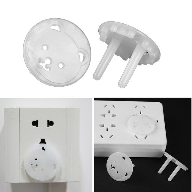 Bear-Shaped EU Electrical Outlet Covers - 5-Pack Baby Safety Anti-Shock Plug Protectors