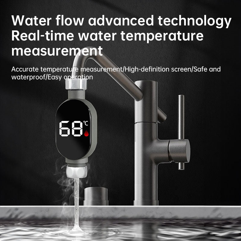 Black LED bathroom shower thermometer (0℃~99℃): accurate temp measurement, smart counter.