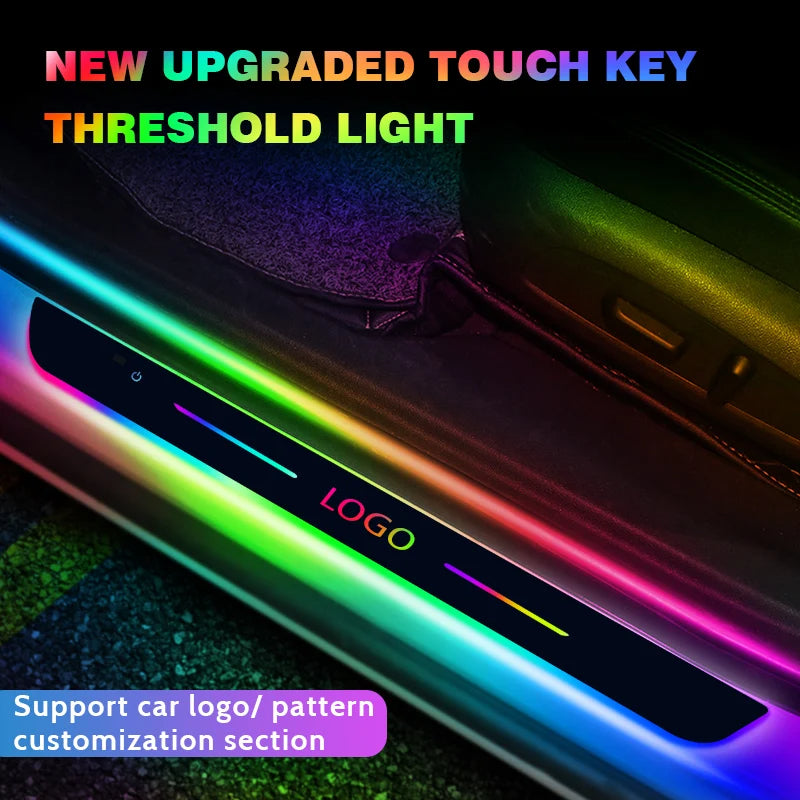 Universal LED Car Door Sill Scuff Plates - Acrylic, Illuminated Entry Pedal with Logo