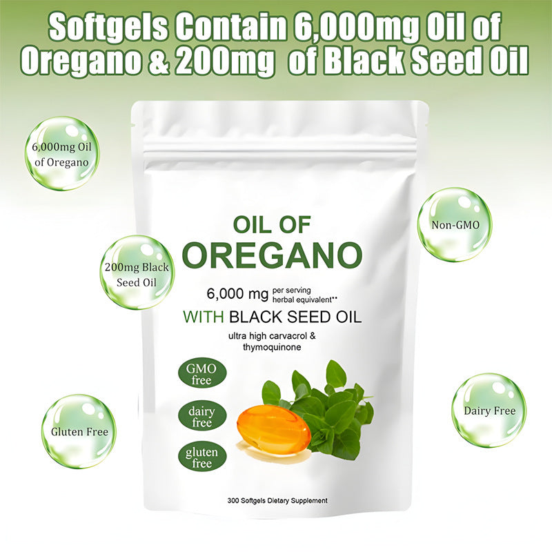 Oregano Oil Soft Capsules - 180 Pills, 36-Month Shelf Life, Adult Immune Support Supplement