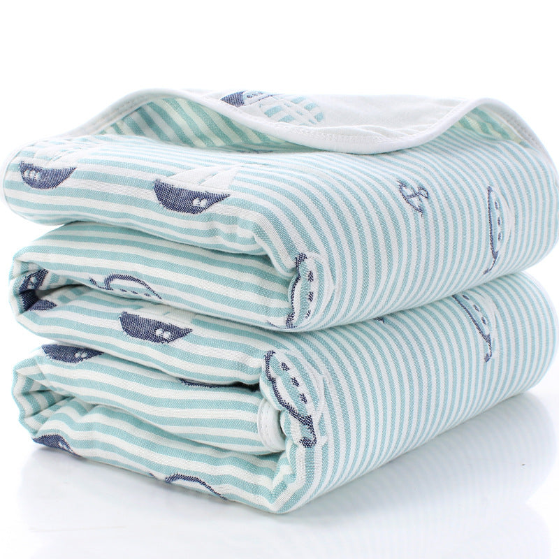 100% Cotton Muslin Baby Blanket - 110x110cm, 6-Layer Summer and Swaddle Quilt
