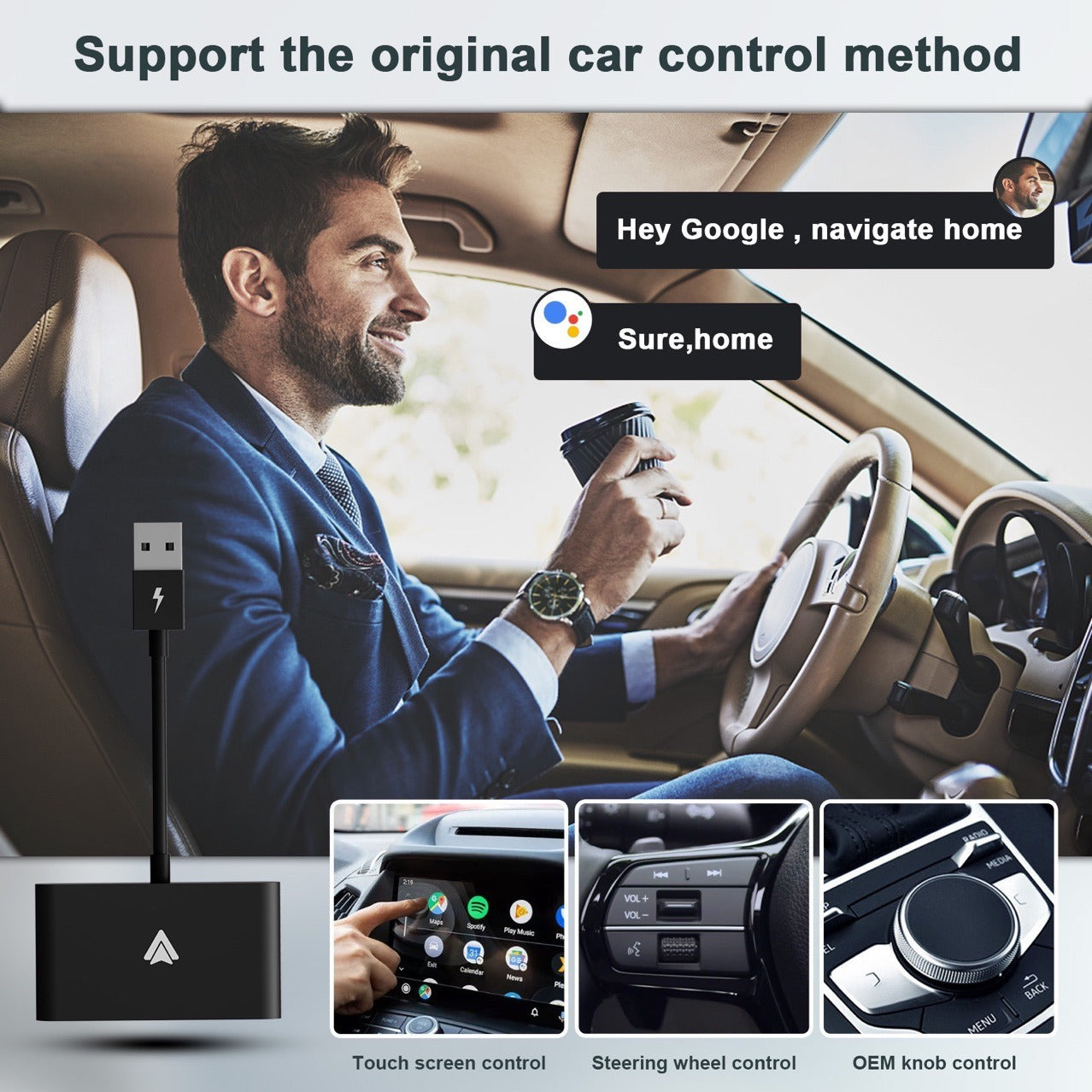 Apple CarPlay & Android Auto Wireless Converter Box - Universal Car Adapter, Multiple Models, Type-C, 1080p
