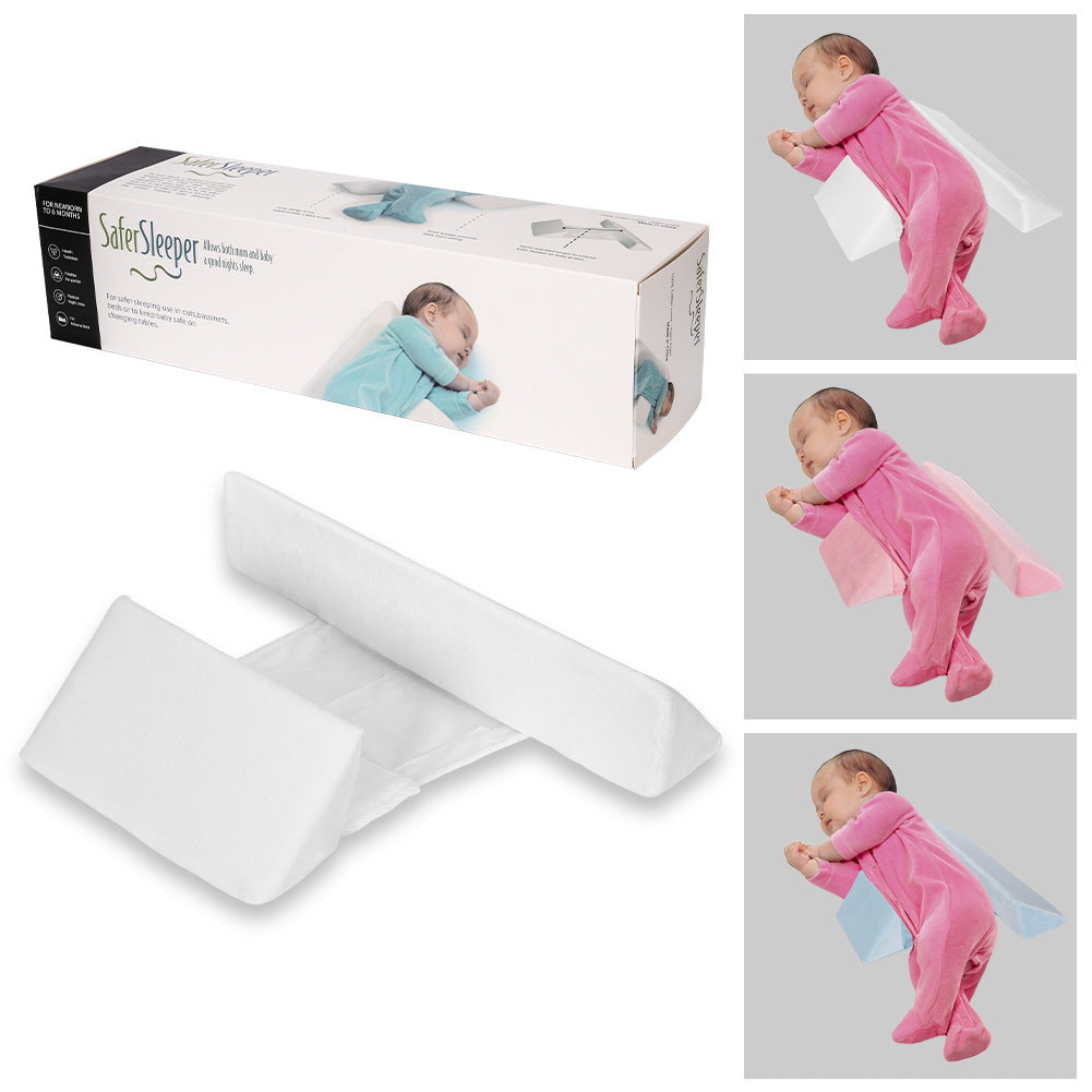 Triangular Baby Side Sleeping Pillow - Anti-Head Deviation, Removable & Washable, Velvet + Sponge