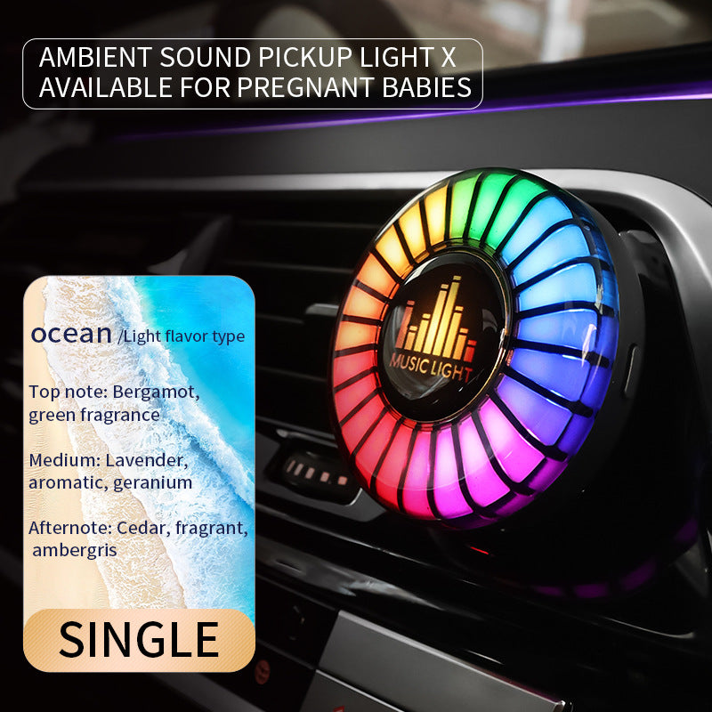 Car Aromatherapy Air Outlet Light - Perfume, Voice-Controlled Rhythm, ABS, Multiple Fragrances