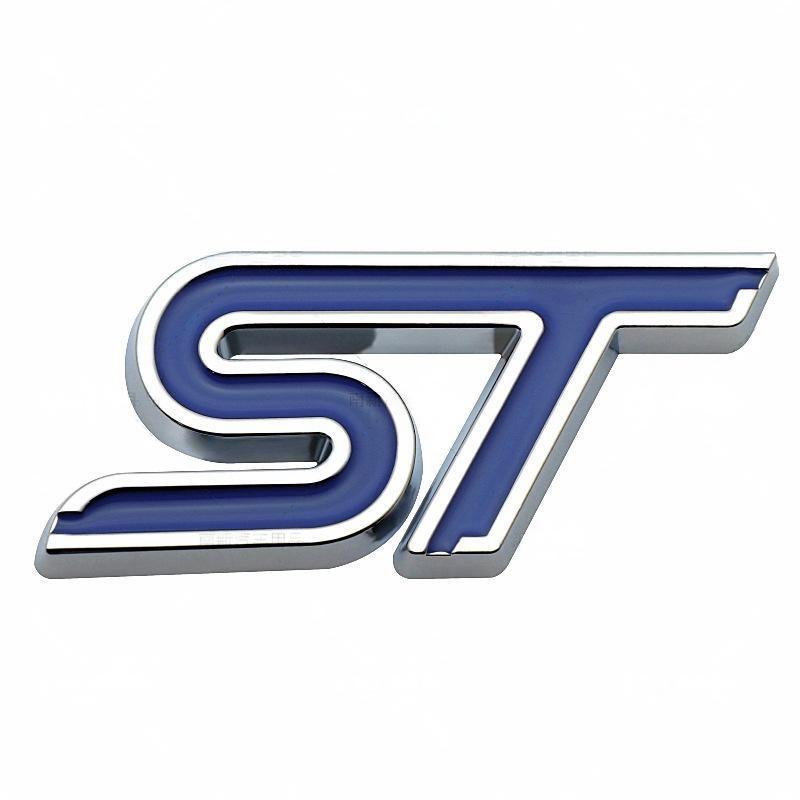 3D Metal ST Car Badge Decals - Ford Focus - Mondeo - Kuga, Double-Sided Tape