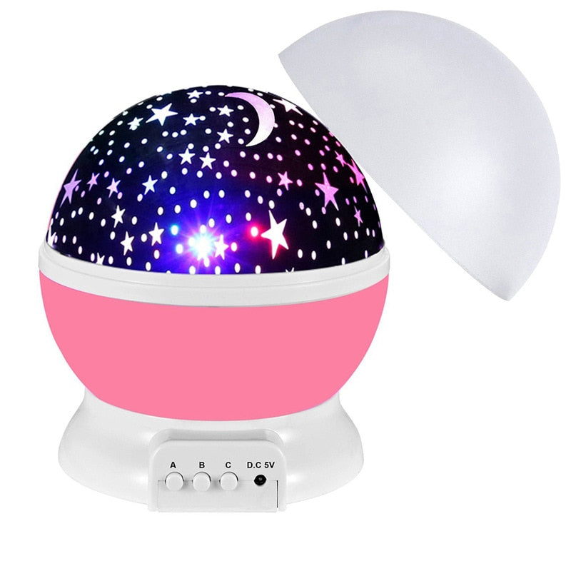 LED Star & Moon Projector Night Light - Rotating Lamp for Nursery, Bedroom & Gifts