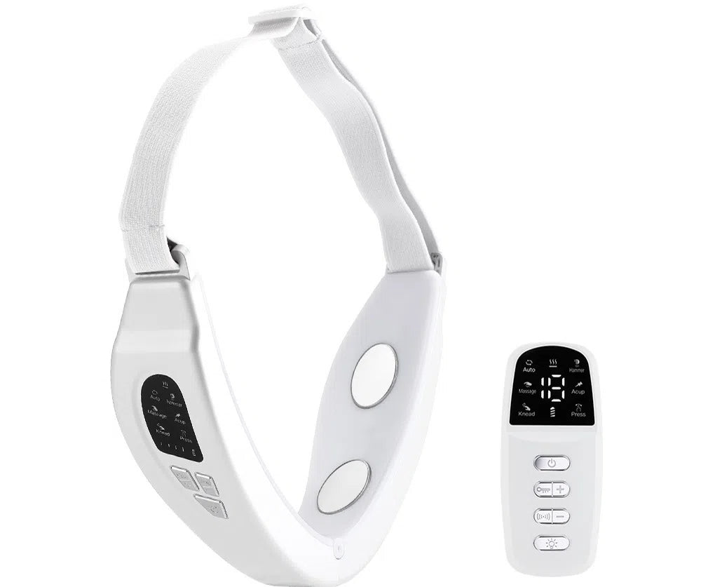 EMS Color Light Facial Slimming Device - Microcurrent & LED Beauty Massager, Hot Compress, V-Face, Remote Control