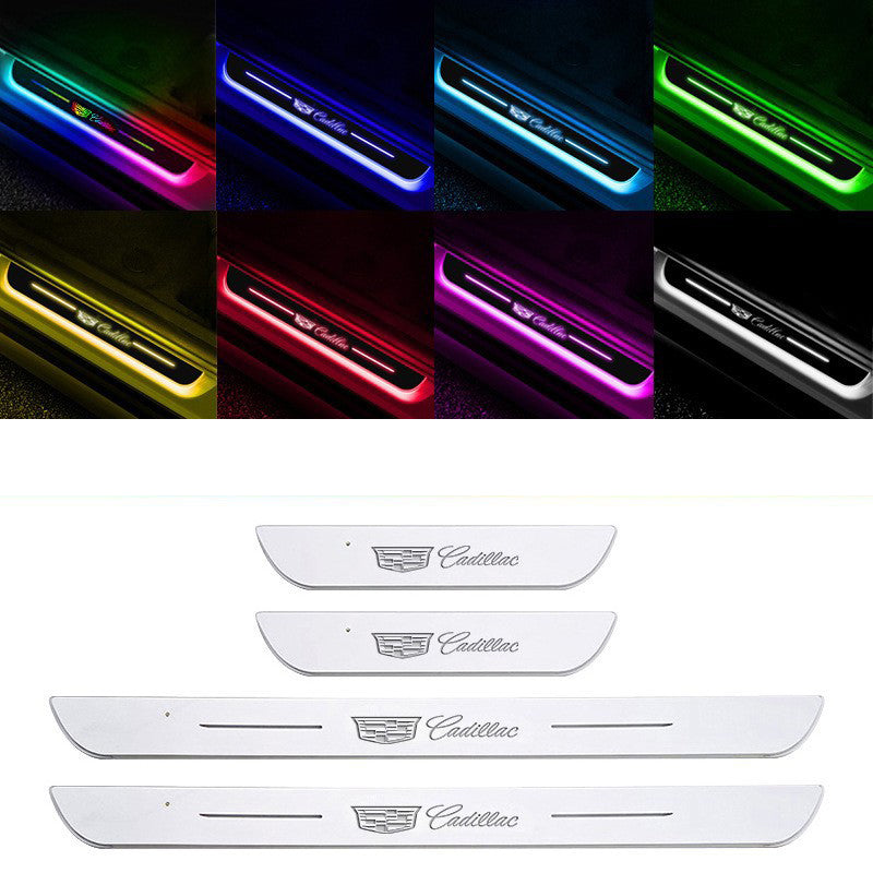 Universal LED Car Door Sill Scuff Plates - Acrylic, Illuminated Entry Pedal with Logo