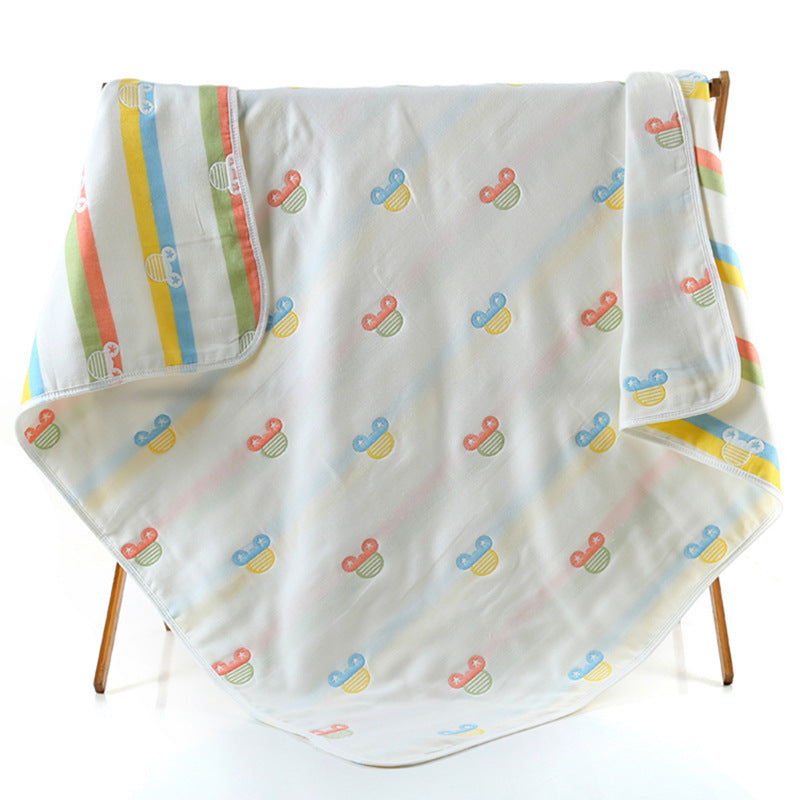 100% Cotton Muslin Baby Blanket - 110x110cm, 6-Layer Summer and Swaddle Quilt