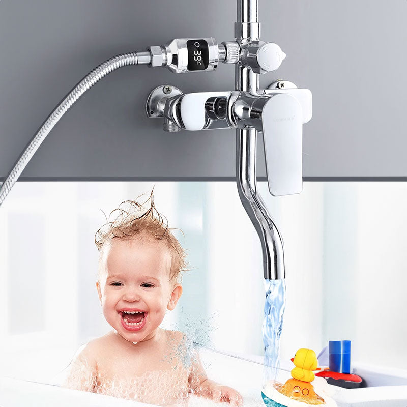 Black LED bathroom shower thermometer (0℃~99℃): accurate temp measurement, smart counter.