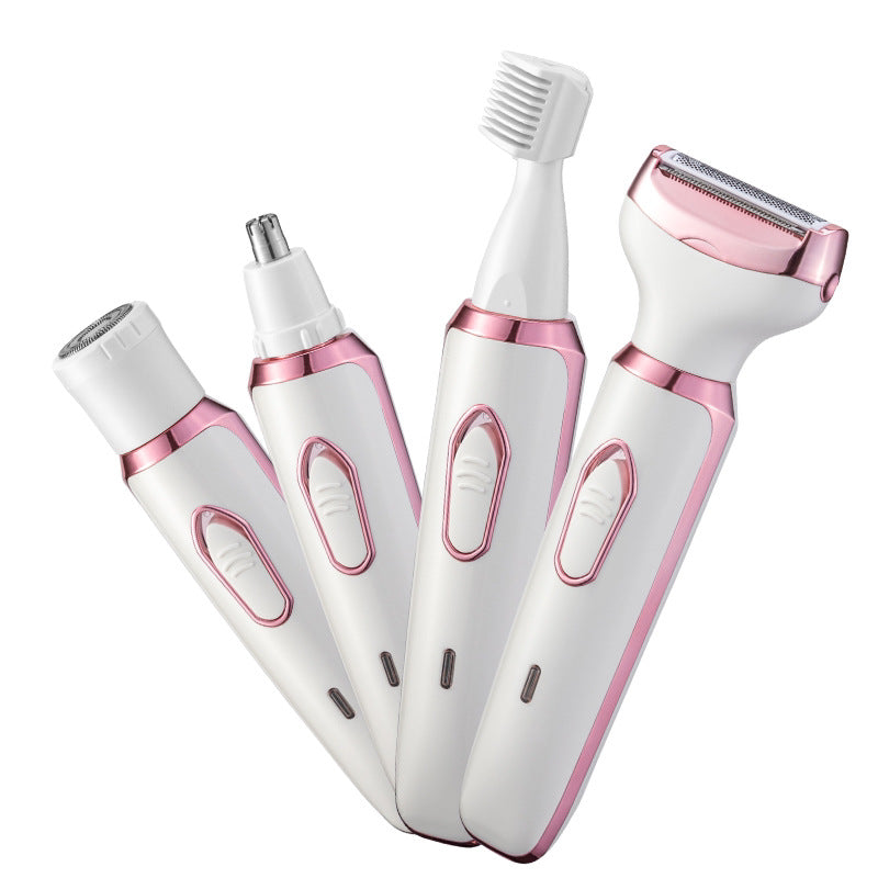 Electric Women’s Intimate Hair Trimmer - Multi-Functional Shaver, Underarm & Bikini, ABS, Ivory/Pink Gold