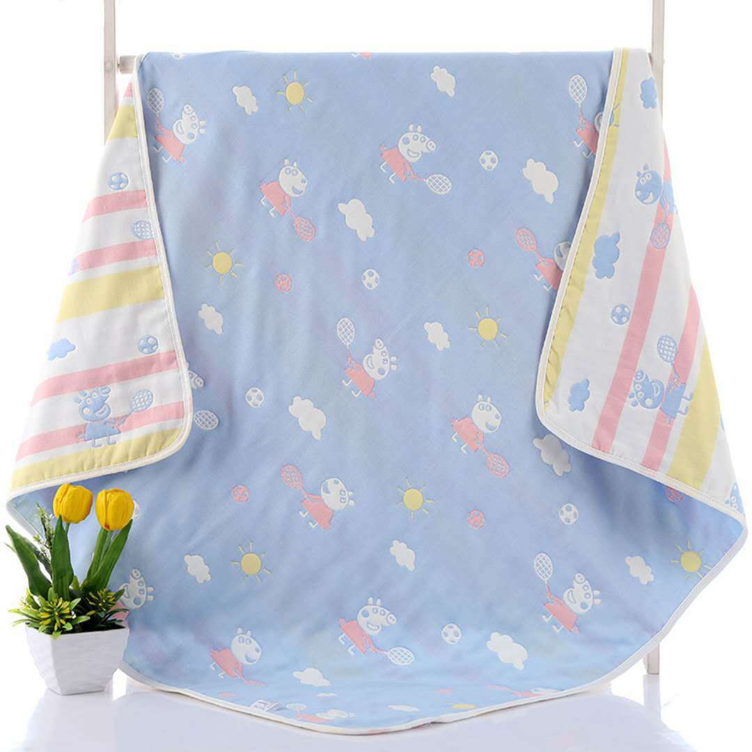 100% Cotton Muslin Baby Blanket - 110x110cm, 6-Layer Summer and Swaddle Quilt