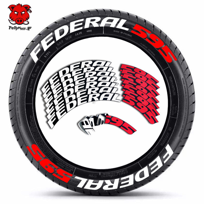 One-Piece Tire Letter Sticker Set - Adhesive PVC, Fits 4 Tires, Multiple Styles - Logos