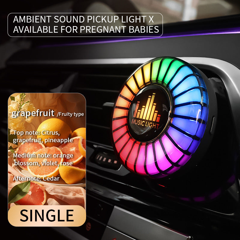 Car Aromatherapy Air Outlet Light - Perfume, Voice-Controlled Rhythm, ABS, Multiple Fragrances