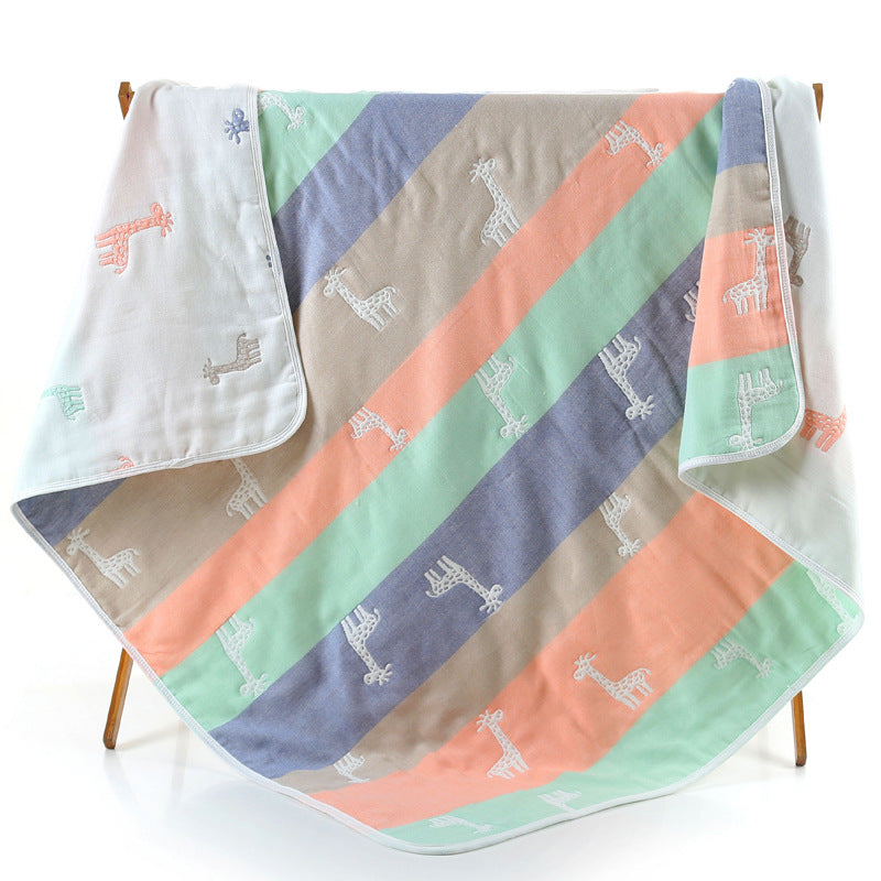 100% Cotton Muslin Baby Blanket - 110x110cm, 6-Layer Summer and Swaddle Quilt