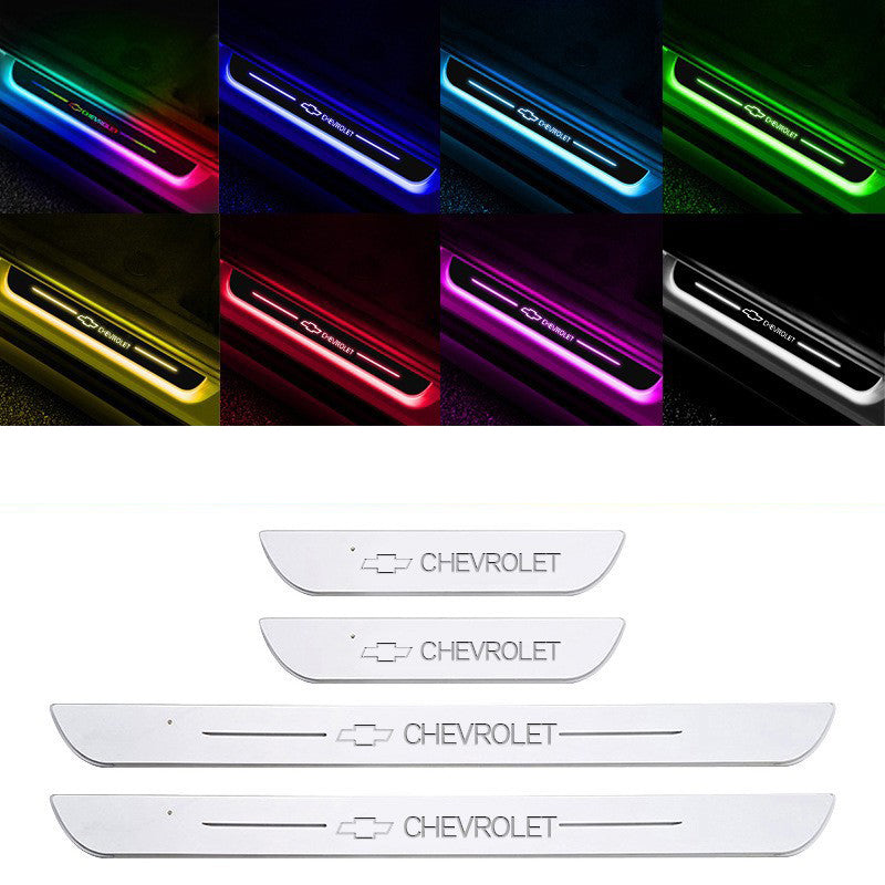Universal LED Car Door Sill Scuff Plates - Acrylic, Illuminated Entry Pedal with Logo