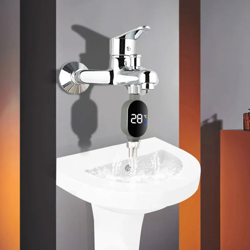 Black LED bathroom shower thermometer (0℃~99℃): accurate temp measurement, smart counter.