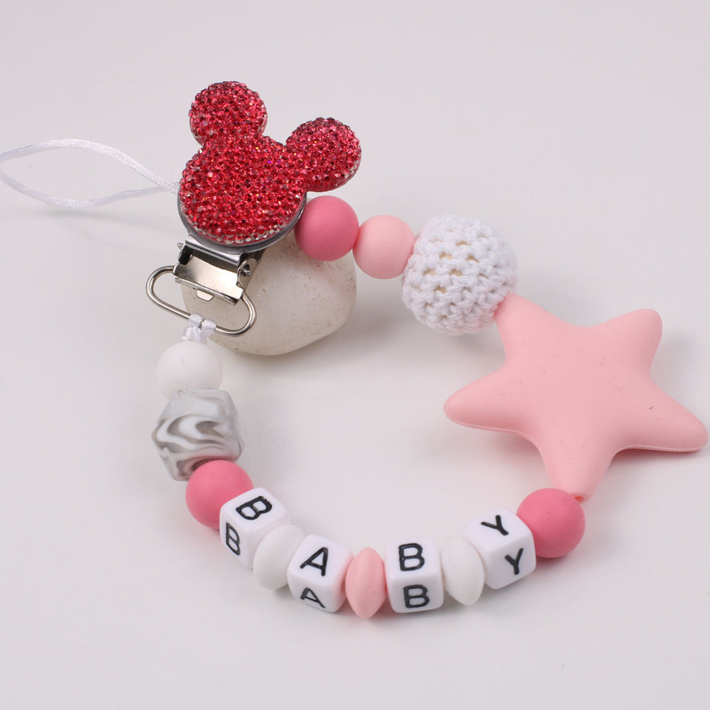 Five-Pointed Star Silicone Pacifier Chain - Anti-Drop Clip, Teether & Baby Belt, 33cm