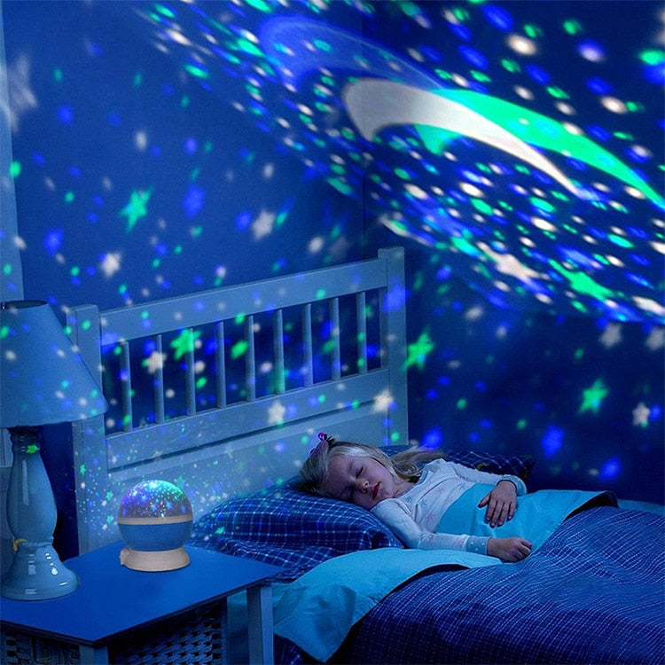 LED Star & Moon Projector Night Light - Rotating Lamp for Nursery, Bedroom & Gifts