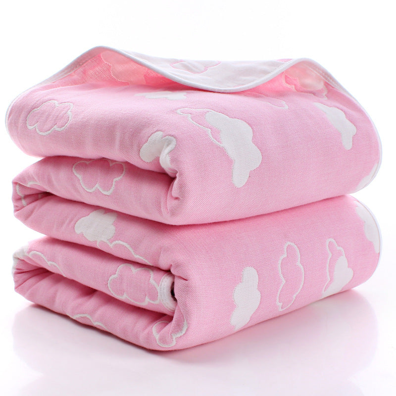 100% Cotton Muslin Baby Blanket - 110x110cm, 6-Layer Summer and Swaddle Quilt