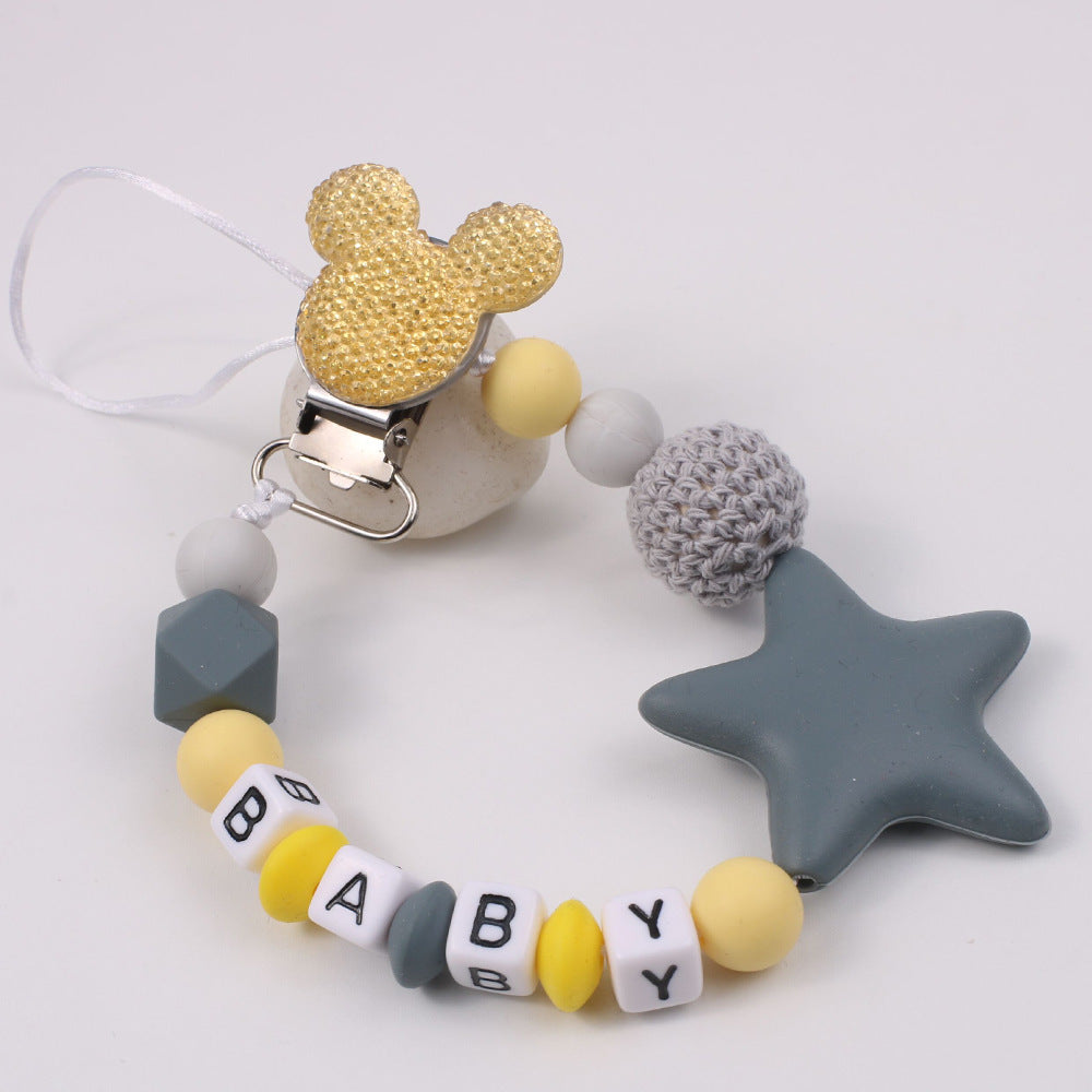 Five-Pointed Star Silicone Pacifier Chain - Anti-Drop Clip, Teether & Baby Belt, 33cm