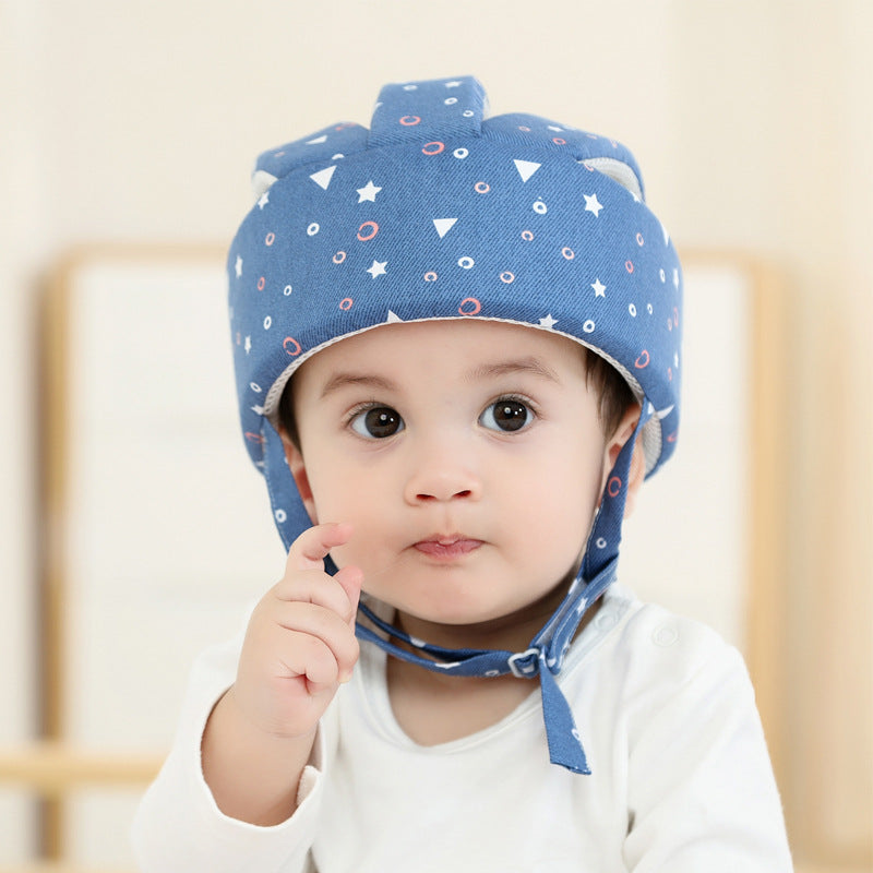 Baby Cotton Walking Safety Helmet - Lightweight Crash Cap, Adjustable 43–60cm, Multiple Patterns
