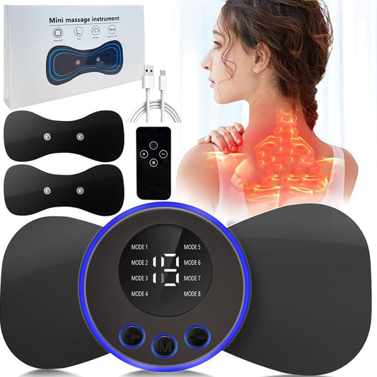 Microcurrent Neck & Body Mini Massager - Cervical Spine, Shoulder, Portable Massage Patch, Digital/Remote Control