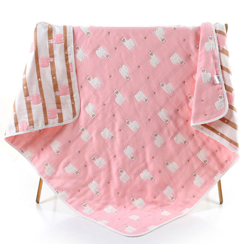100% Cotton Muslin Baby Blanket - 110x110cm, 6-Layer Summer and Swaddle Quilt