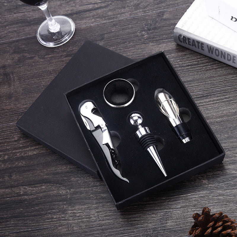 Top And Bottom Lid Paper Box Wine Opener Set, Multi-Functional Wine Opener Tool, Stainless Steel Wine Opener Gift Box