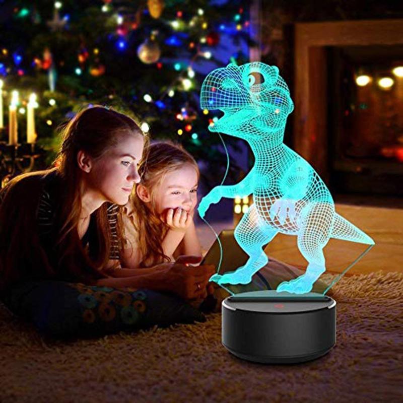 Halloween 3D Dinosaur LED Lamp 7 Colors Touch Control Night Light Kids Gifts Living Room Bedroom Table Decoration