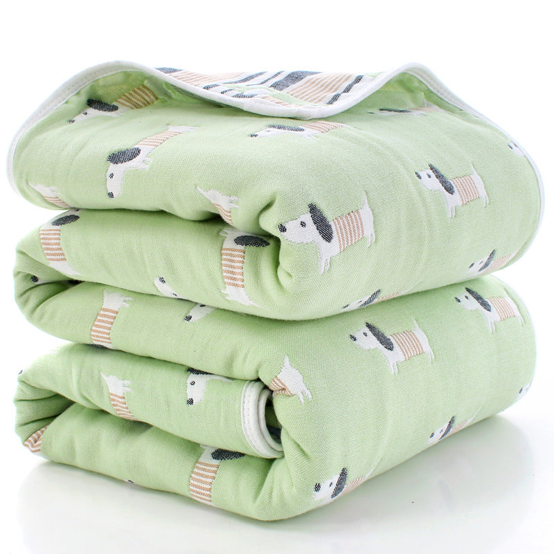 100% Cotton Muslin Baby Blanket - 110x110cm, 6-Layer Summer and Swaddle Quilt
