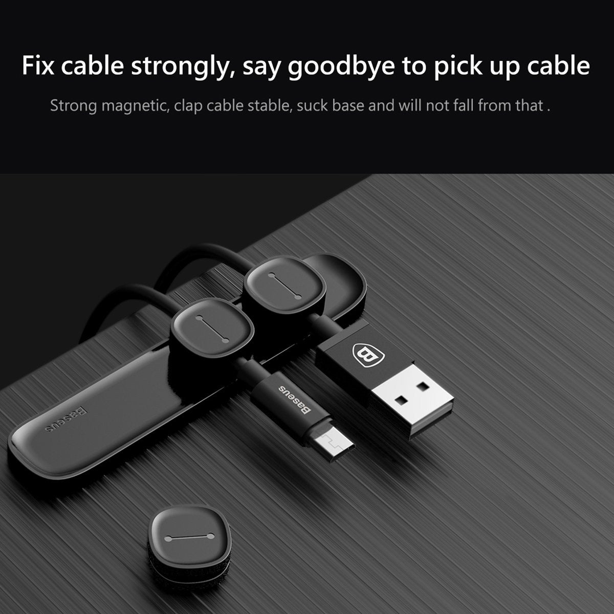 Baseus Pea Magnetic Cable Clamp USB Cable Manager Clip Desktop Charging Cable Winder