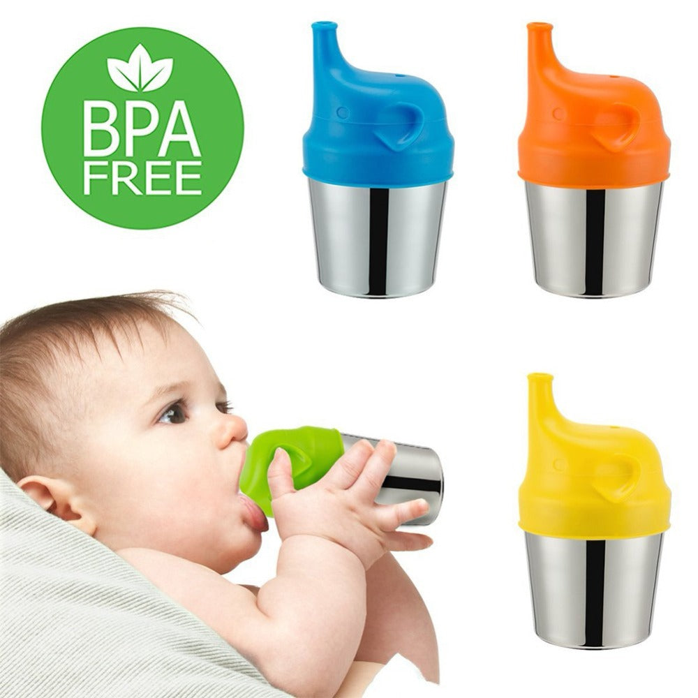 Stainless Steel Baby Sippy Cup - Food Grade Silicone Lid, Spill-Proof, 5 Colors
