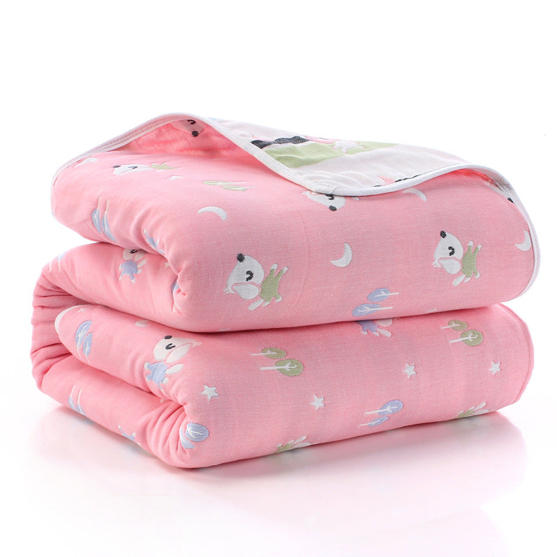 100% Cotton Muslin Baby Blanket - 110x110cm, 6-Layer Summer and Swaddle Quilt