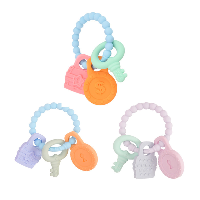 Baby Teething Glove & Silicone Rattle - Soothing Hand Ring & Bite Toy, Multiple Styles