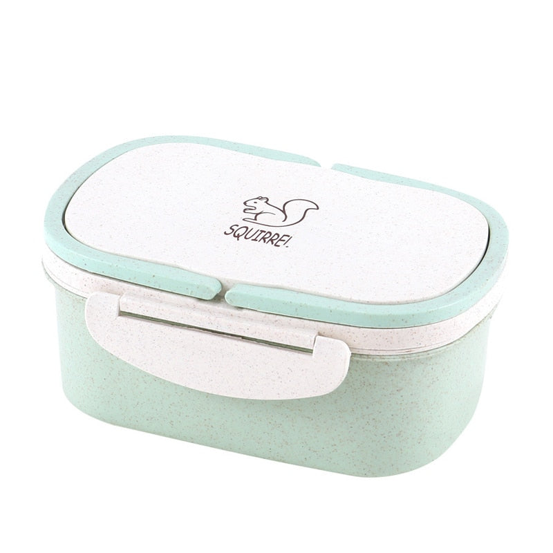 2-Layer Wheat Straw Bento Lunch Box - Portable Food Storage, Microwave Safe
